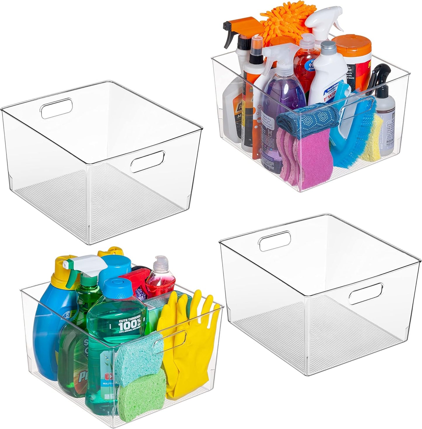 ClearSpace XL Clear Plastic Storage Bins - 2 Pack for Kitchen Cabinet and Fridge Organization