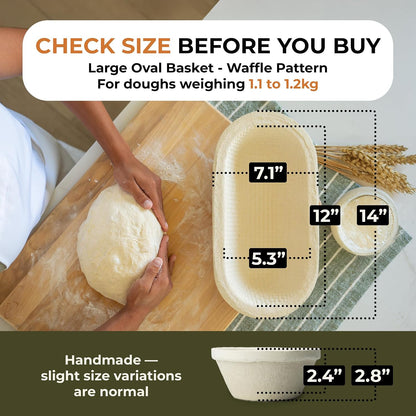Bulka Sourdough Banneton Bread Proofing Basket 11.4" Oval Groove 750g