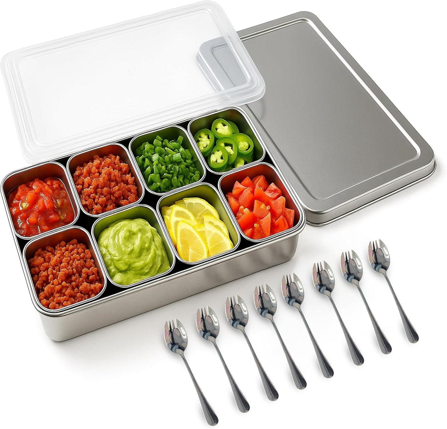 Stainless Steel Yakumi Pan, Yakumi Pans, Yakumi Mise En Place, Mise En Place Containers, Japanese Food Container, Condiment Containers, Multi Compartment Food Containers (8 Compartment)