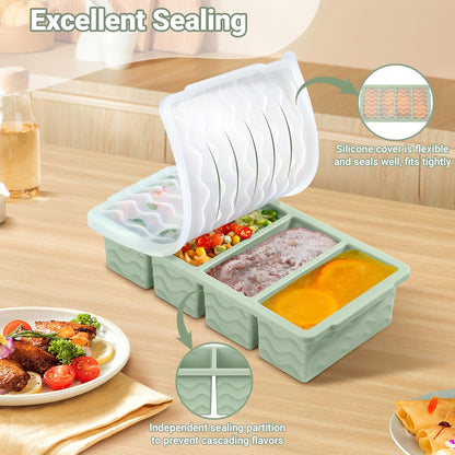 Doasuwish Silicone Freezer Molds for Soup with Lid – 1-Cup Soup Container Style Ice Cube Trays for Freezer, Meal Prep & Food Storage, Freeze 250mL/125mL Portions – 2 Pack