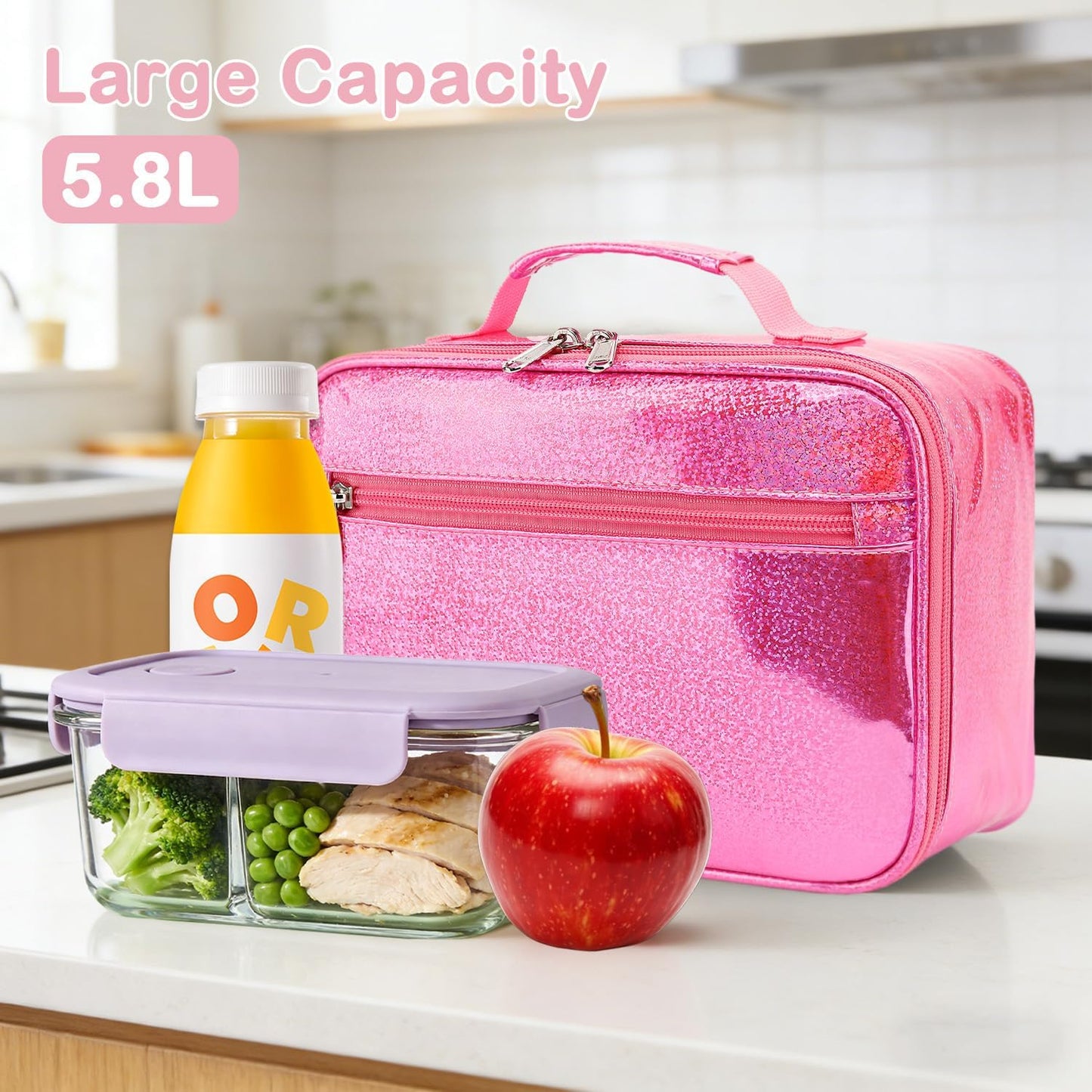 FlowFly Kids Lunch box Insulated Soft Bag Mini Cooler Back to School Thermal Meal Tote Kit for Girls, Boys, Black
