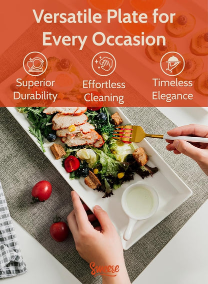 Sweese Serving Platter, 15.5/13.8/11.7 Inch Rectangle Porcelain Serving Trays, Serving Dishes for Entertaining, White Platters for Serving Food Party, Turkey Platter for Thanksgiving, Set of 3