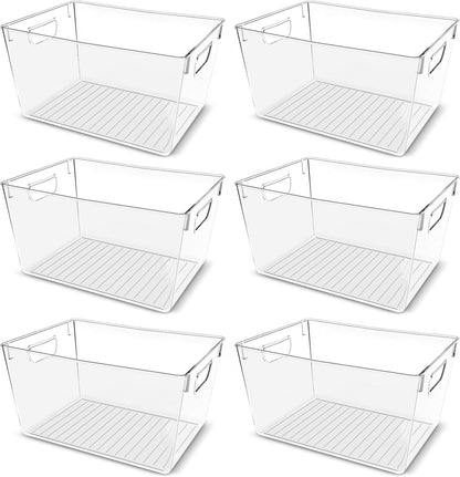 Utopia Kitchen Clear Pantry Organizers and Storage Bins 6 Pack, Large Clear Storage Bins for Pantry, Durable Freezer Organizer Bins With Handles for Organizing Fridge, Kitchen Organization