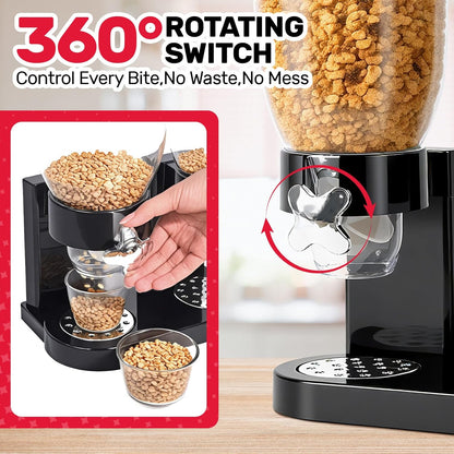 Triple Cereal Dispenser Countertop 2L, Airtight Cereal Containers Storage, Large Capacity Total 6L for Kitchen Pantry, Rotating Dry Food Dispenser for Candy, Nut, Coffee Beans, White