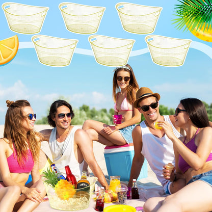 meekoo 6 Pcs Plastic Ice Buckets Bulk with Handles 4.5L Oval Storage Tub Large Capacity Ice Drink Bucket for Party Bar Wine Beer Champagne Beverage Bottle Cooler (4.5 L,Orange)