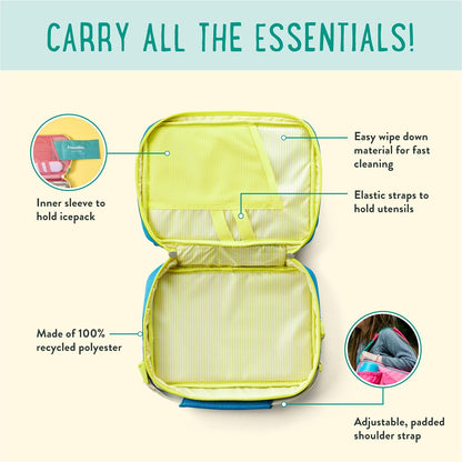 PlanetBox Rover Stainless Steel Bento Box Style Lunch Box Kit for Kids with 5 Compartments – Space Animals Edition includes Insulated Lunch Bag, Leakproof Food Containers and Matching Magnets