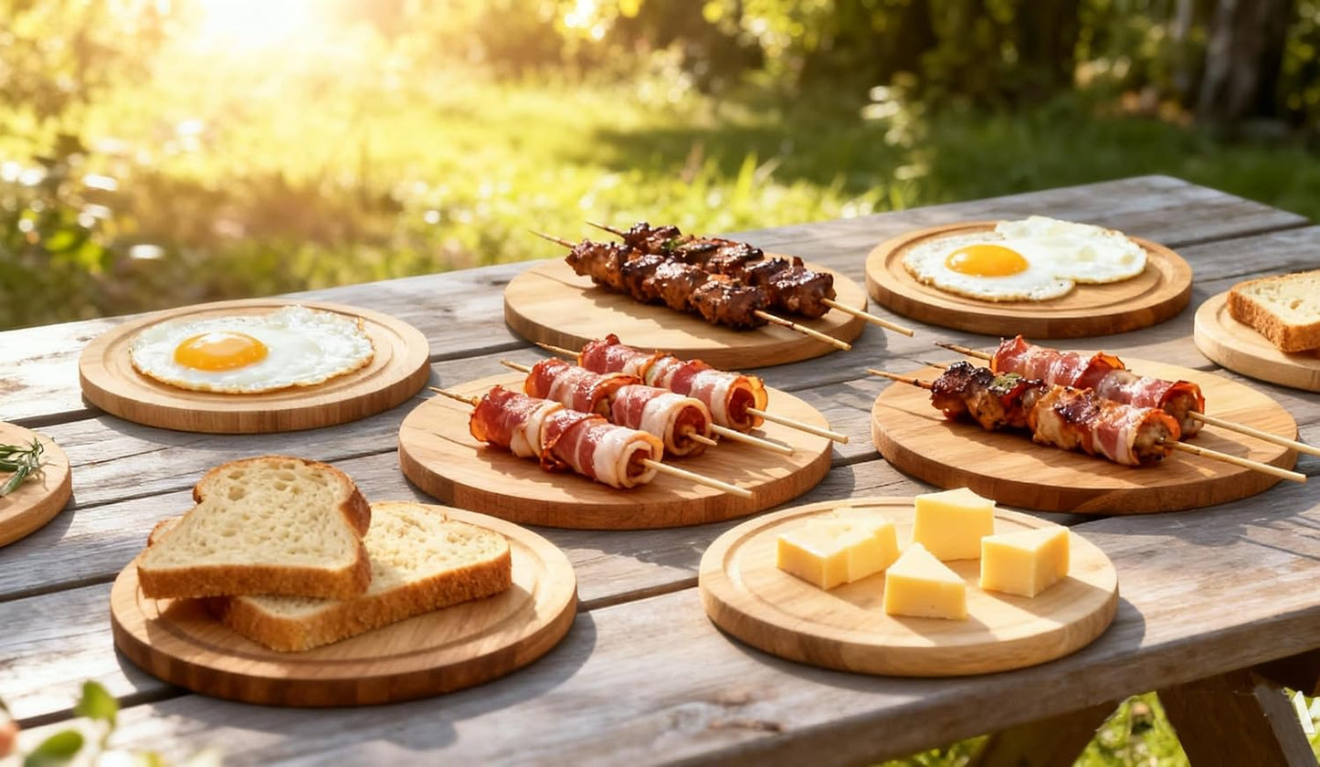 Upgraded storage-ready Small Cheese Board Set & Dessert Plate with Knife & Fork, 1-Pack 6-Inch Personal Charcuterie Tray, Bamboo, Gift-ready for Wedding, Bridal & Baby Shower Party