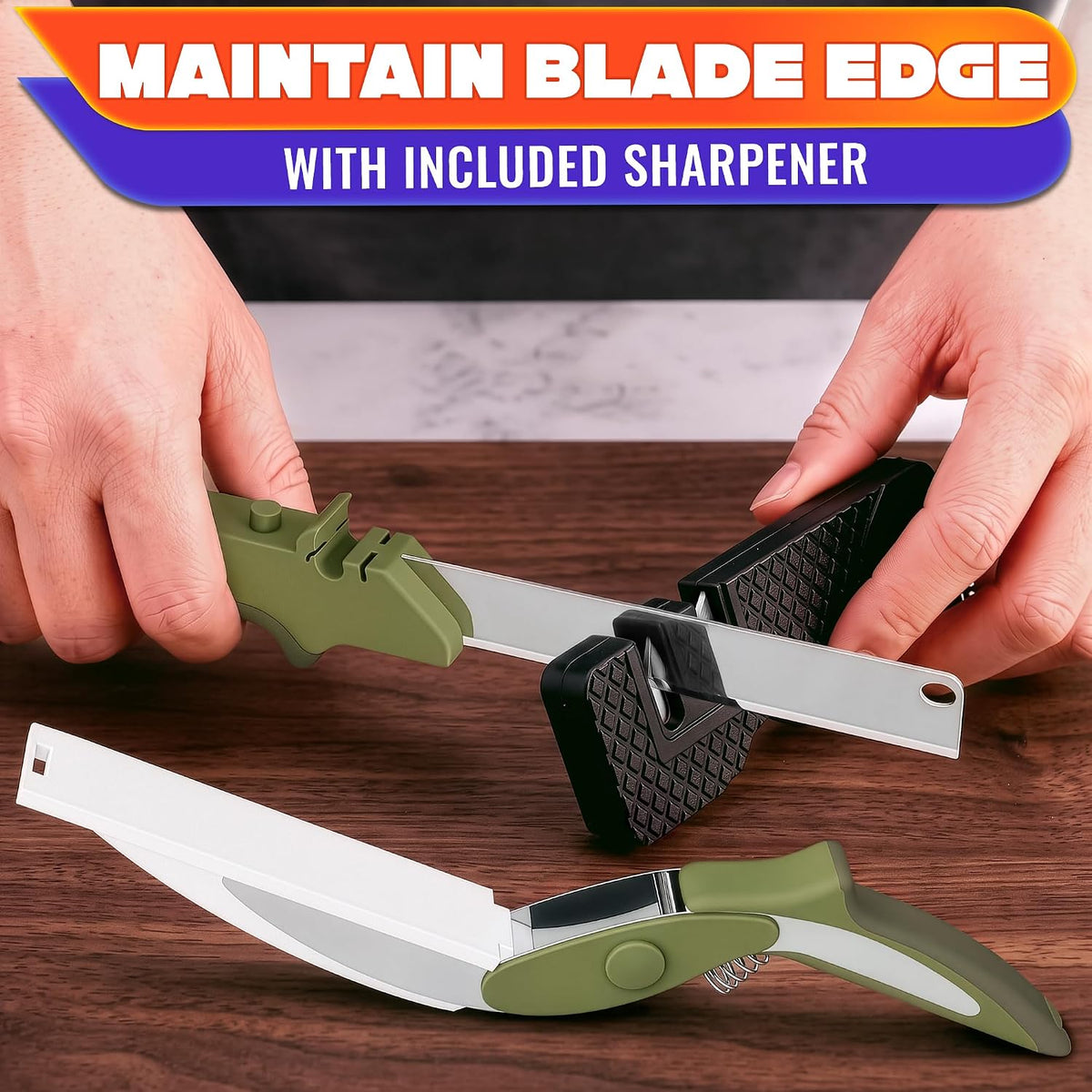 2 in 1 Kitchen Scissors for Food with Knife Sharpener (Grey)