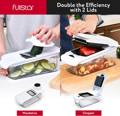 Fullstar Core Vegetable Chopper - Chop and Slice Lid - Food Chopper with Container, Veggie Chopper, Fruit Slicer, Onion Dicer - Meal Prep Essential - Kitchen Gadgets and Gifts (6-in-1, White/Black)