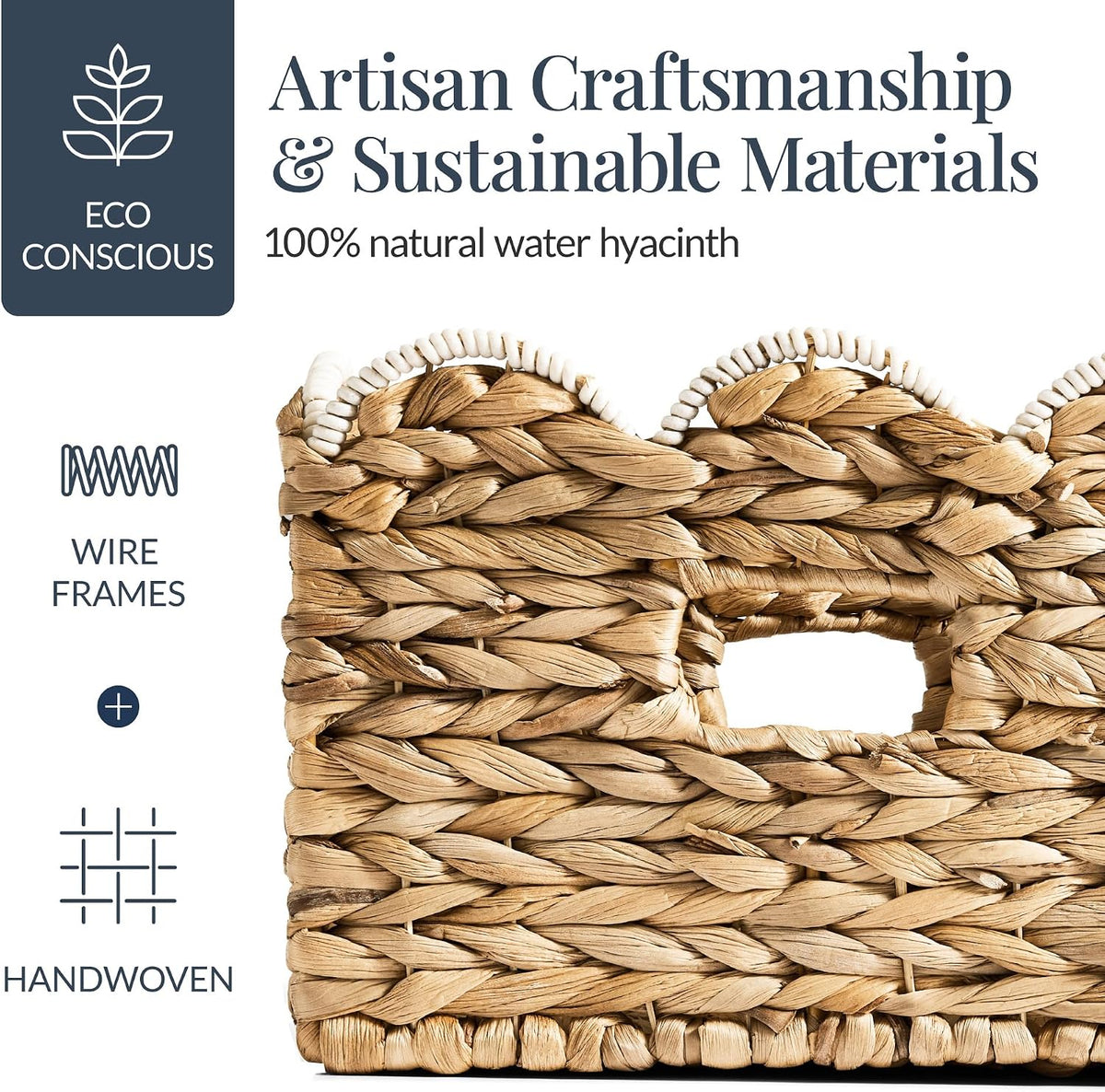 Best Choice Products 9x12 Scalloped Shelf Baskets, Woven Storage Bins, Storage Organizers for Pantry, Living Room, Bedroom, Nursery & Laundry, 4 Pack - Natural with White Trim