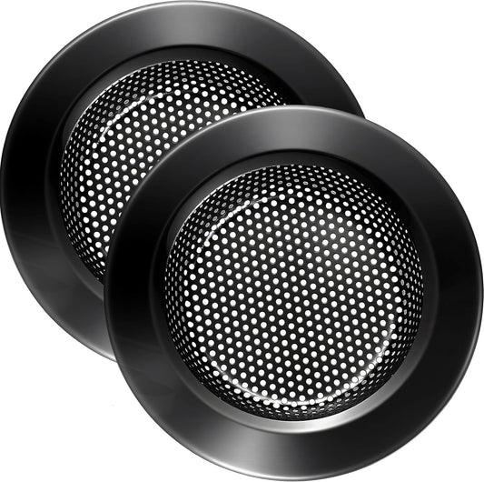 LASSHSWA Kitchen Sink Strainer Stainless Steel, Kitchen Sink Drain Strainer, Silver-Black Sink Strainers for Kitchen Sinks with Large Wide Rim 4.5" Diameter (2 PCS)