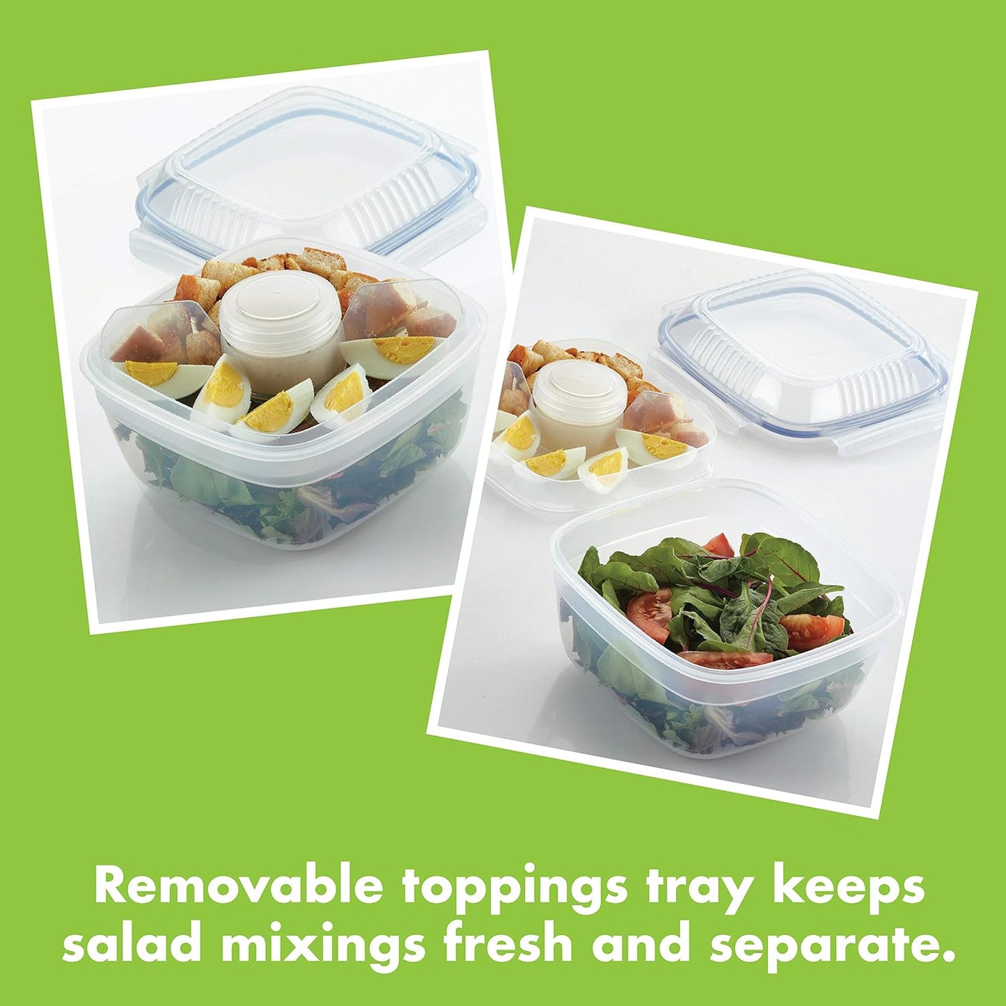 LOCK & LOCK Easy Essentials On The Go Meal Prep Lunch Box, Airtight Containers with Lid, BPA Free, Square (4 Section) -29 oz, Clear