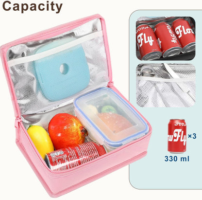 FlowFly Small Insulated Lunch box Portable Soft Bag Mini Cooler Thermal Meal Tote Kit with Handle for Work & School, Black
