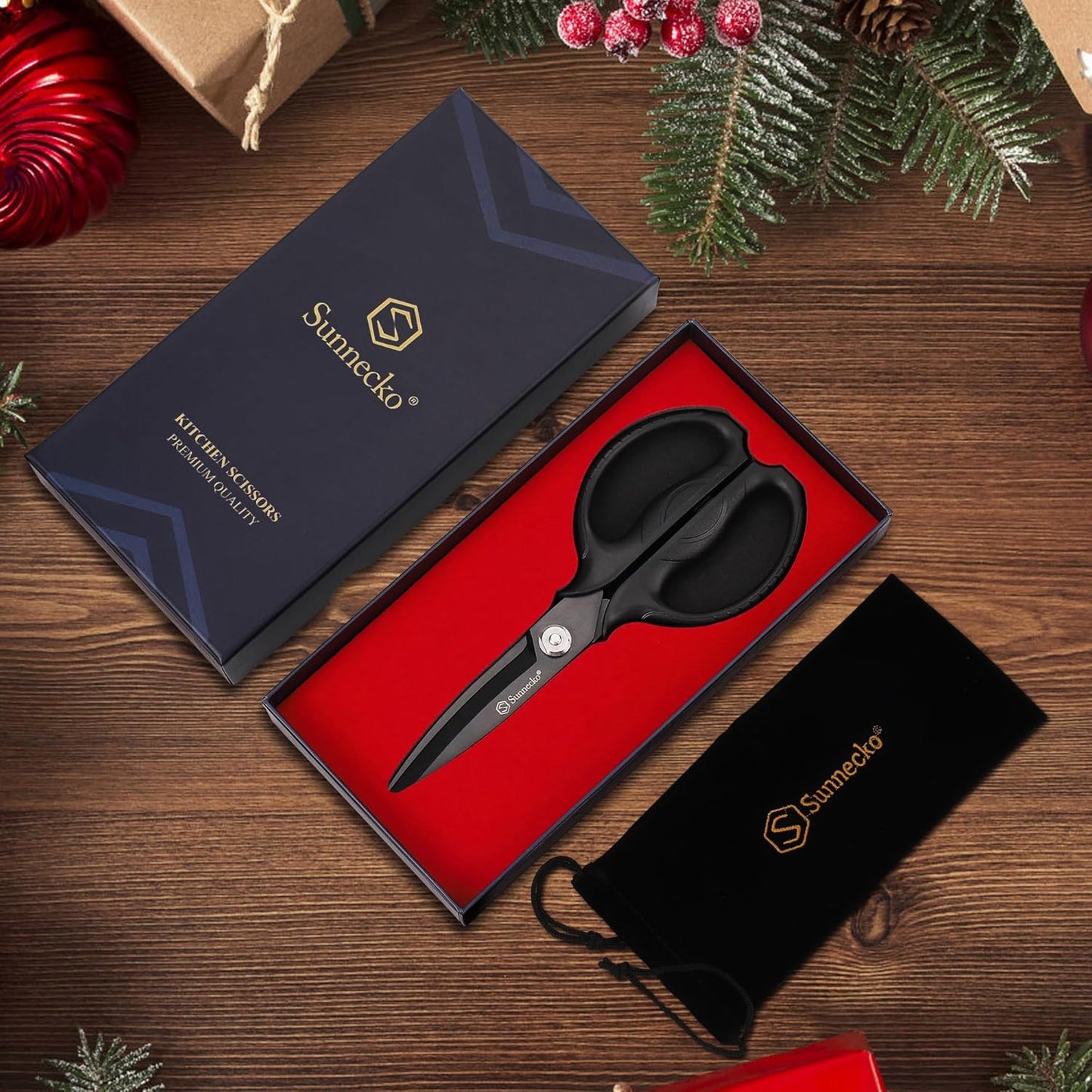 Sunnecko Heavy Duty Kitchen Scissors - Stainless Steel Kitchen Shears, Ultra Sharp Micro Serrated Poultry Shears, Cooking Scissors for Meat, Dishwasher Safe