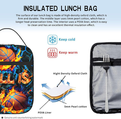 Boys Lunch Box for School Insulated Football Lunch Bag for Kid Boys Girls Teen Bento Boxes to School Office Picnic Travel Hiking Lunchbag Waterproof Leakproof with Adjustable Shoulder Strap