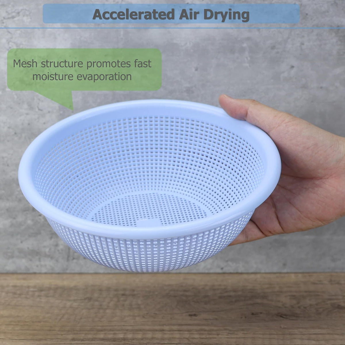 EIKS 3-Pack Plastic Colander Baskets, Fine Mesh Sieve