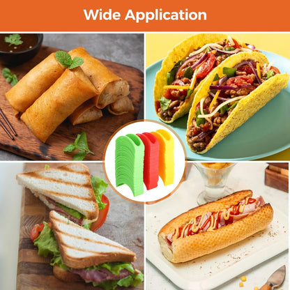120 Pack Individual Taco Holders Stands, Colorful Taco Holders, Plastic Taco Rack, Dishwasher Safe, Bulk Stackable Taco Stands for Family Gatherings, Parties, Large Events, Restaurants