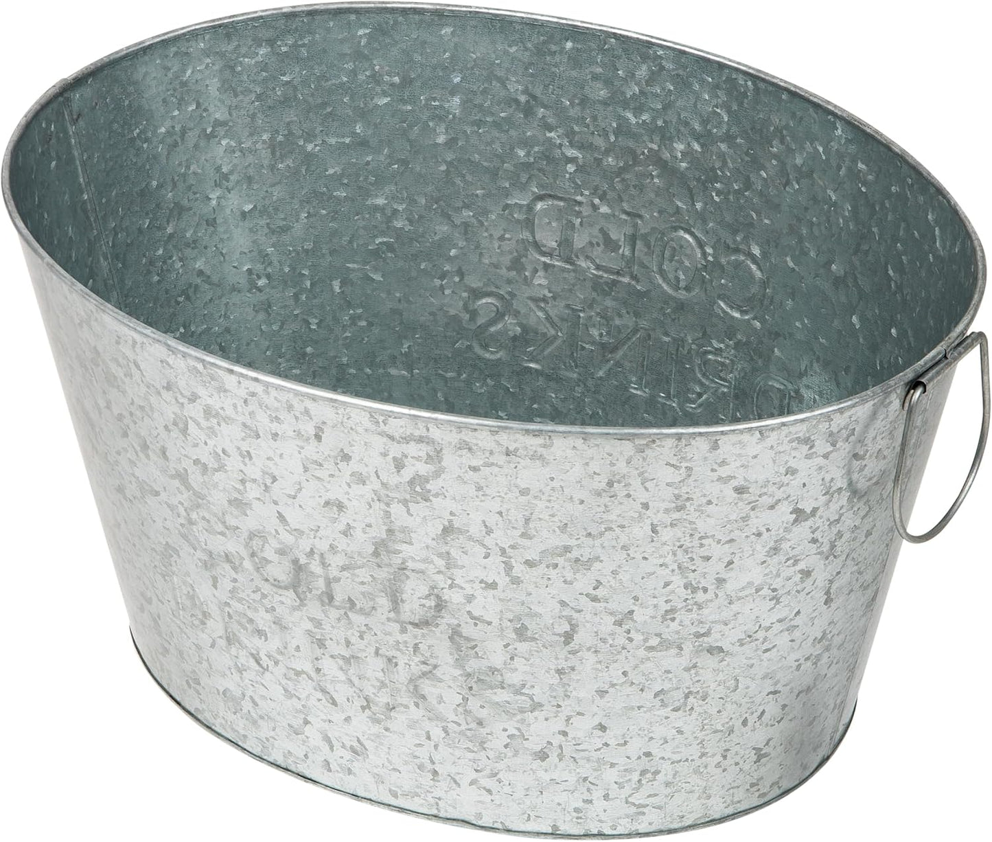 Mind Reader Ice Beverage Bucket for Parties, Wine Bucket, Baby Photo Tub, Galvanized Metal, 17.25" L x 11" W x 9.5" H, Silver