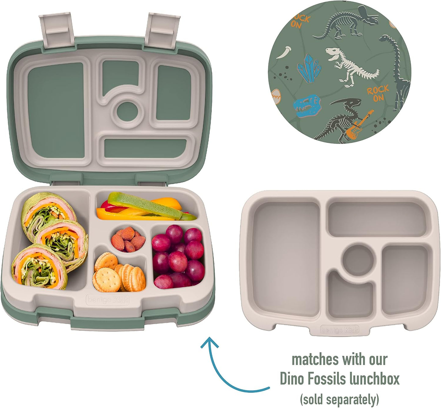 Bentgo® Kids Prints Tray with Transparent Cover - Reusable, BPA-Free, 5-Compartment Meal Prep Container with Built-In Portion Control for Healthy Meals At Home & On the Go (Mermaids in the Sea)