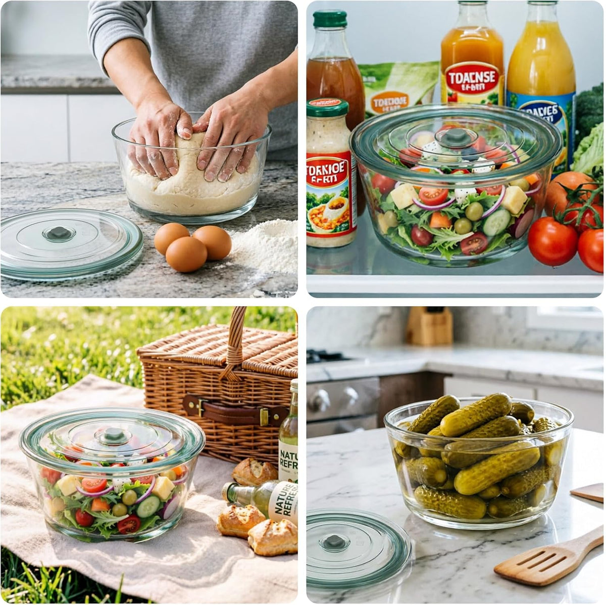 Glass Microwave Steamer Cookware Container with Vented Lid, 12.7-cup Vegetable Steamer Bowl Microwave-Safe Bowl for Vegetables Veggies Fish Rice Fits Most Microwaves, Dishwasher Safe