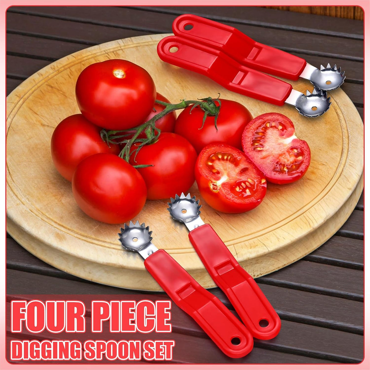 LemonRoad 4 Pcs Tomato Corer Strawberry Huller, Stainless Steel Tool