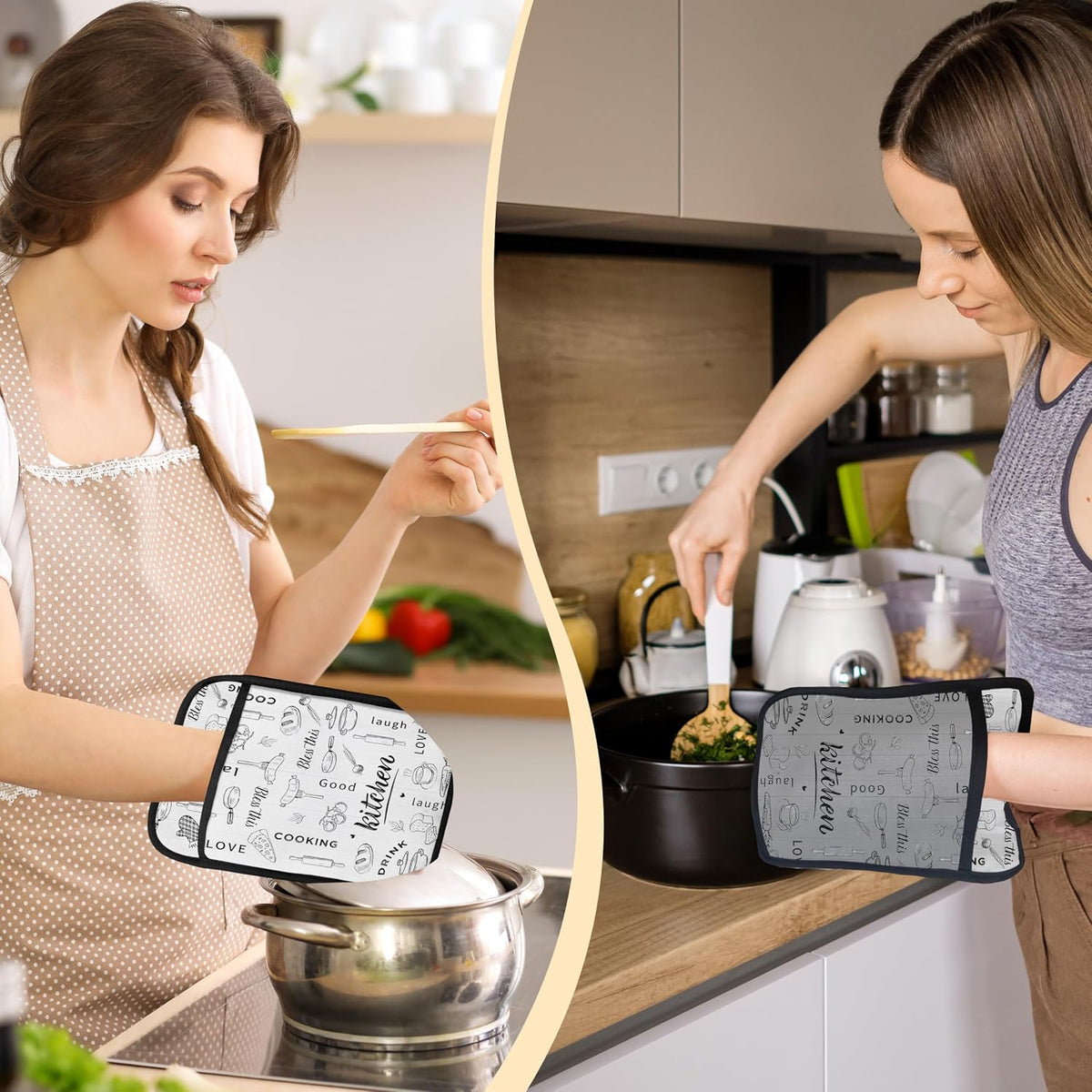 Dark Kitchen Pot Holders 2 Pack Set, Gifts for Cooking Lovers, Chef Gifts for Men Women, Retro Cook Chef Heat Resistant Oven Hot Pads for Kitchen Countertop Baking，075 Potholder
