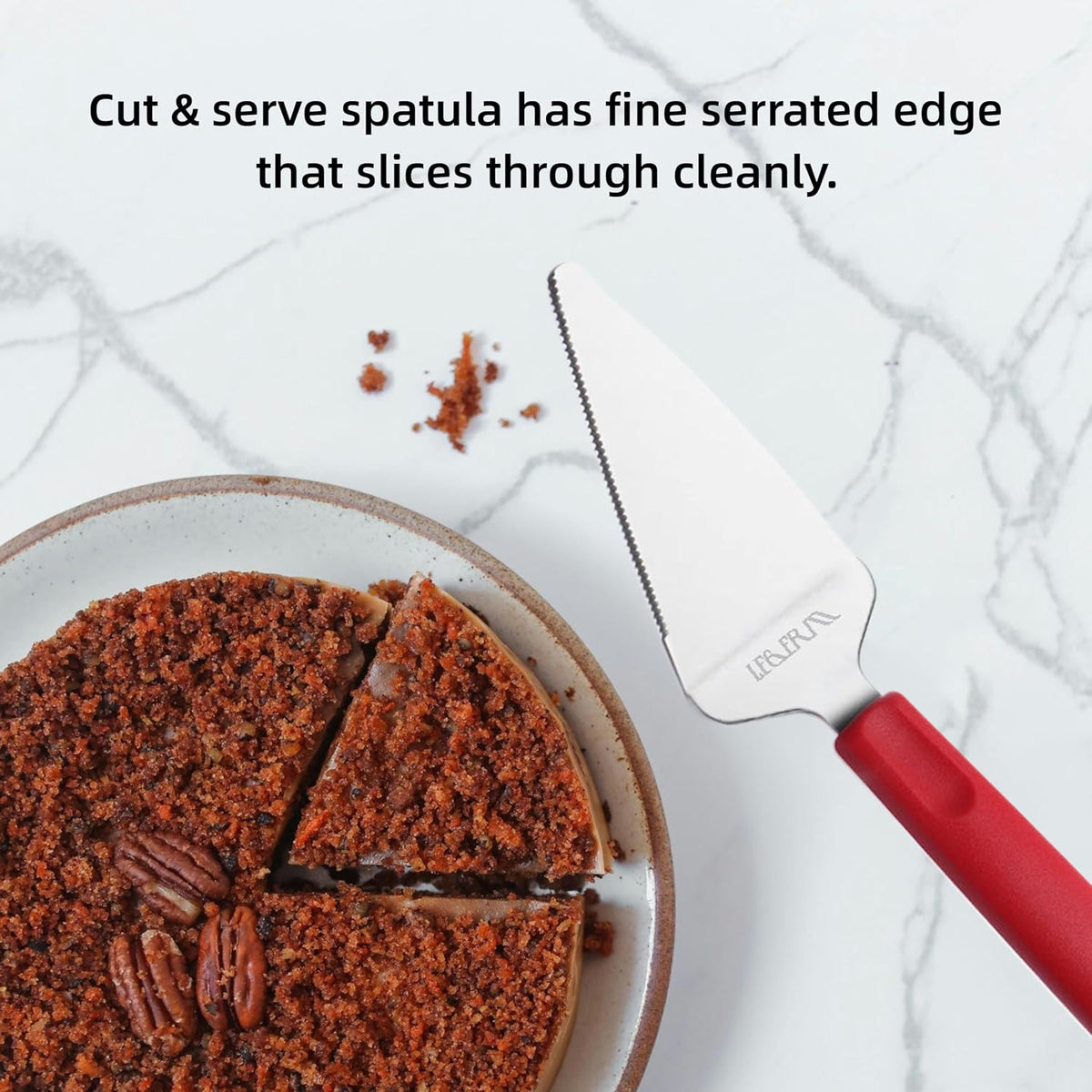 Pizza Server & Pie Spatula Set, 2 Piece Stainless Steel Pie Cutter and Server for Pizza, Cake, Pie, Quiche and Desserts, Red