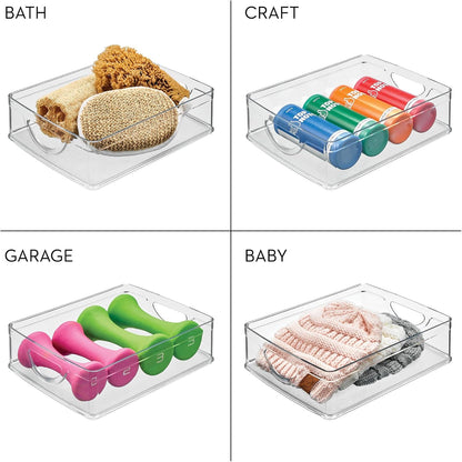 iDesign Plastic Stackable Pantry Bin - Storage Bin with Handles for Cabinets or Fridge - Set of 2 - Clear