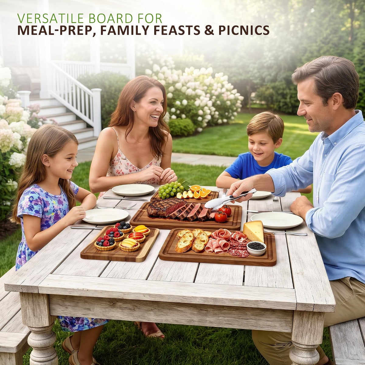 AZRHOM Large Acacia Wood Cutting Board 18x12 In Chopping Board