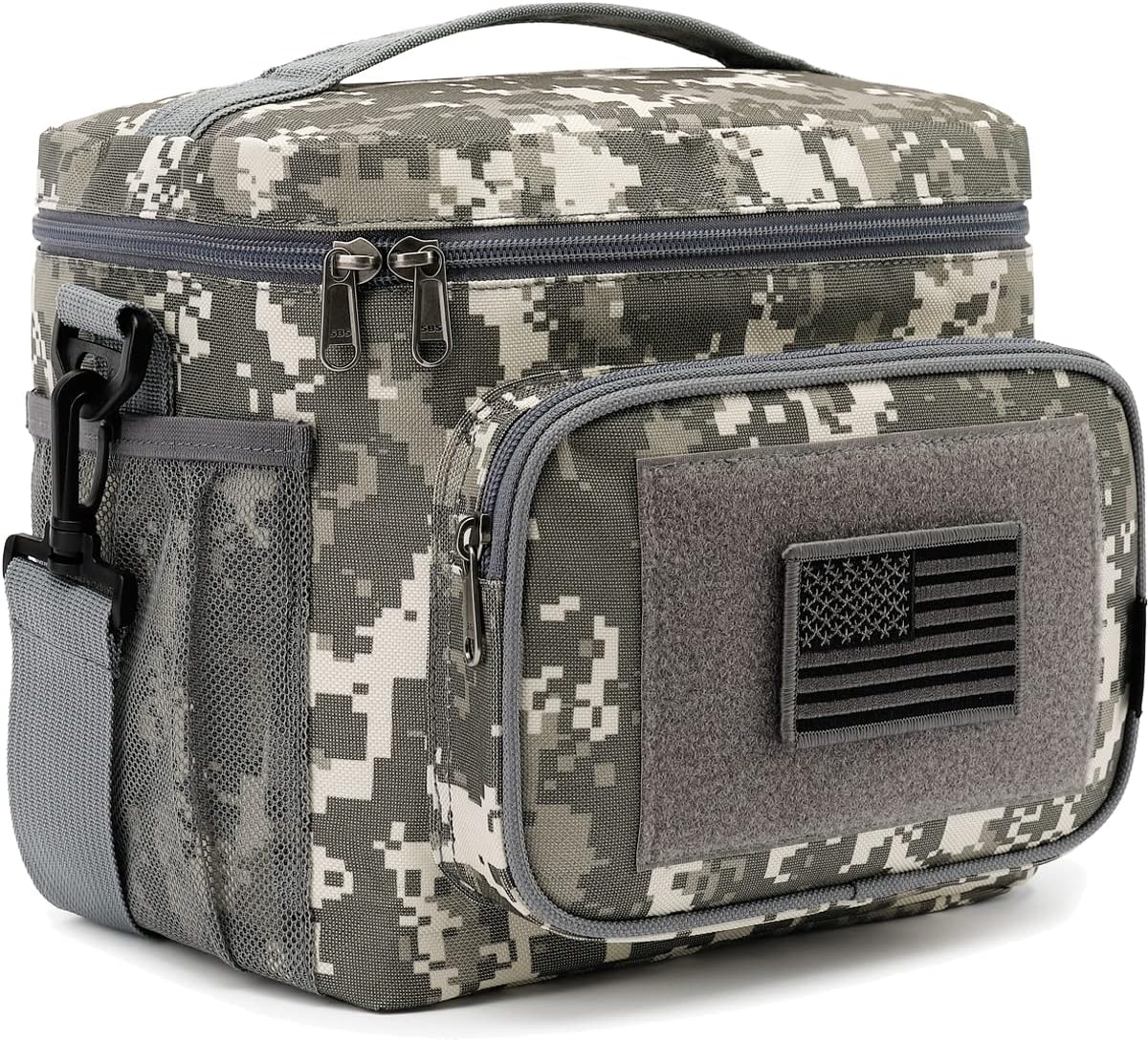 FlowFly Lunch Bag, Insulated Cooler, Thermal Lunch Box Tote with MOLLE/PALS Webbing, Adjustable Padded Shoulder Strap, for Tactical Men Women Adults and Boys Girls Kids (Cyan, Medium)