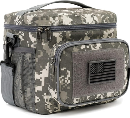 FlowFly Lunch Bag, Insulated Cooler, Thermal Lunch Box Tote with MOLLE/PALS Webbing, Adjustable Padded Shoulder Strap, for Tactical Men Women Adults and Boys Girls Kids (Cyan, Medium)