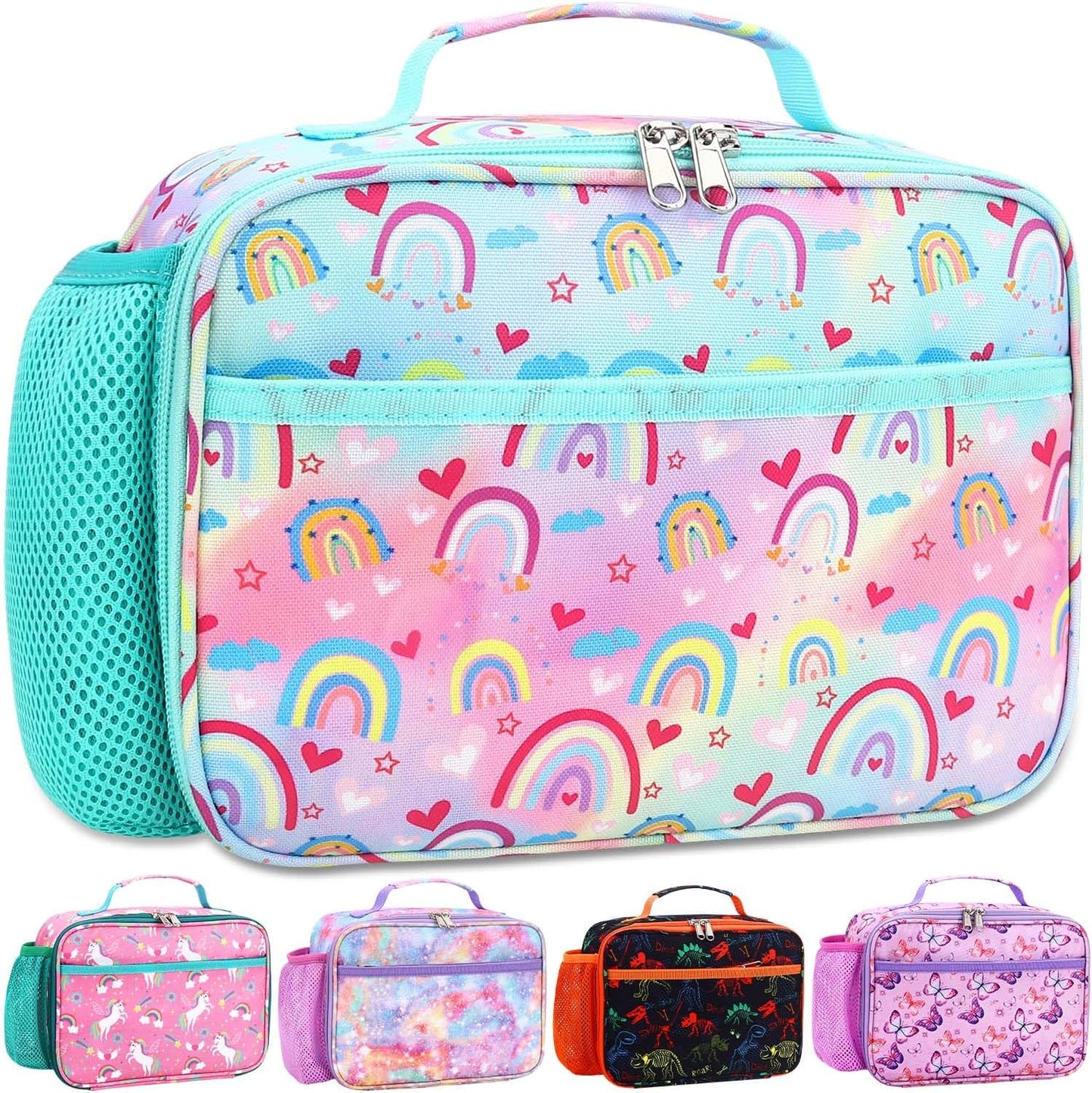 RHCPFOVR Kids Lunch Bag - Insulated Lunch Box for Boys Girls,Washable Lunch Bag and Reusable Toddler Leak-proof Lunchbox for School and Daycare - Colors B