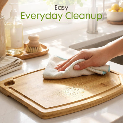 Astercook Large Bamboo Cutting Board for Kitchen
