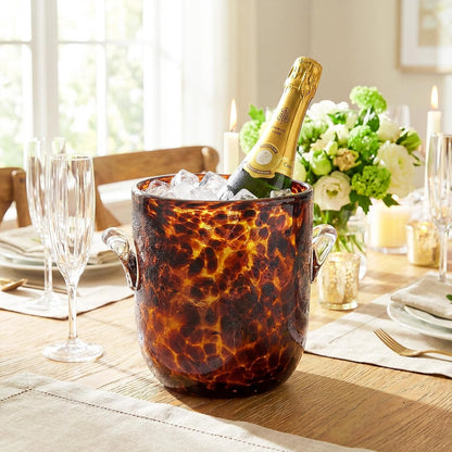 Remerry 1 Pcs Tortoise Pattern Ice Bucket Glass 6.6 Inch Diameter Chiller Beverage Tub Cocktail Home Bar Accessories, Wine, Beer Ice Bucket for Drinks and Parties, Champagne Drink Cooler