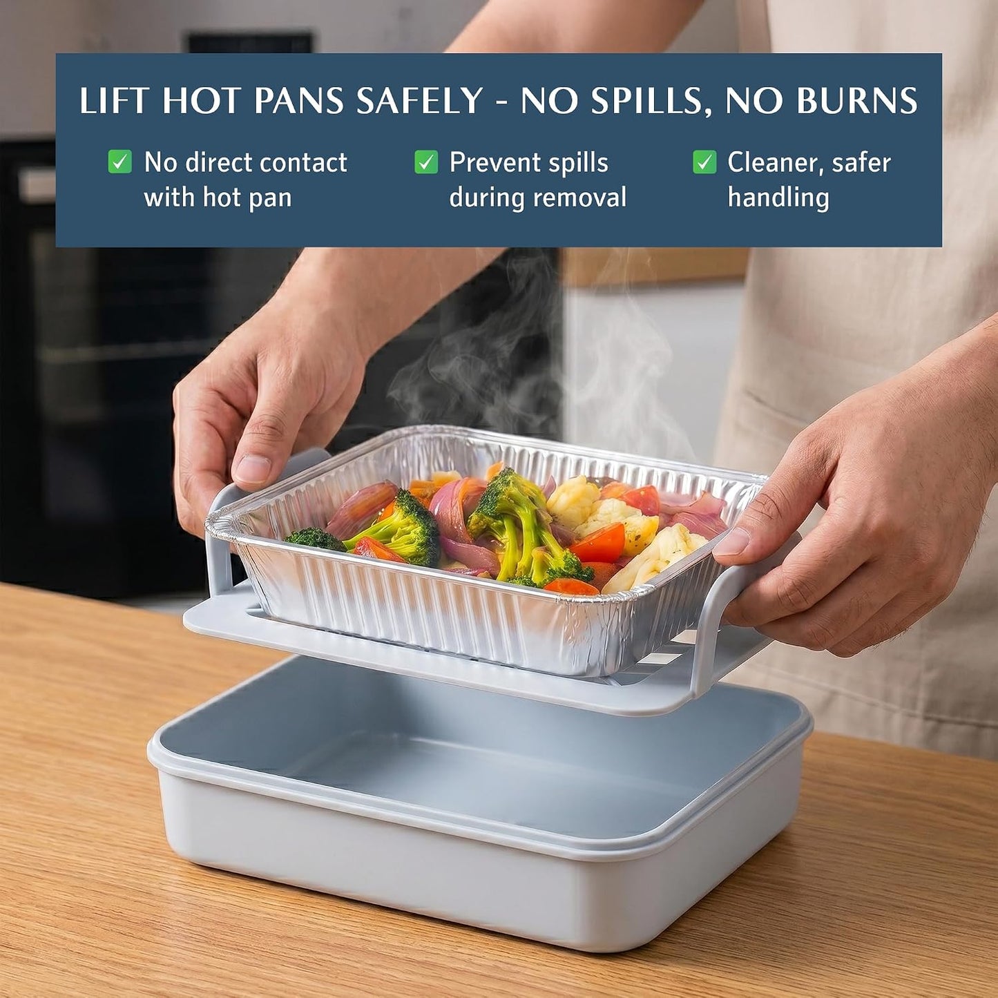 9x13 Pan Carrier with Aluminum Foil Pan – Insulated Food Carrier for Casseroles, Lasagna & Hot/Cold Dishes, Decorative Tabletop Serving Container with Lid for Parties, BBQ, Catering, Travel & Potlucks