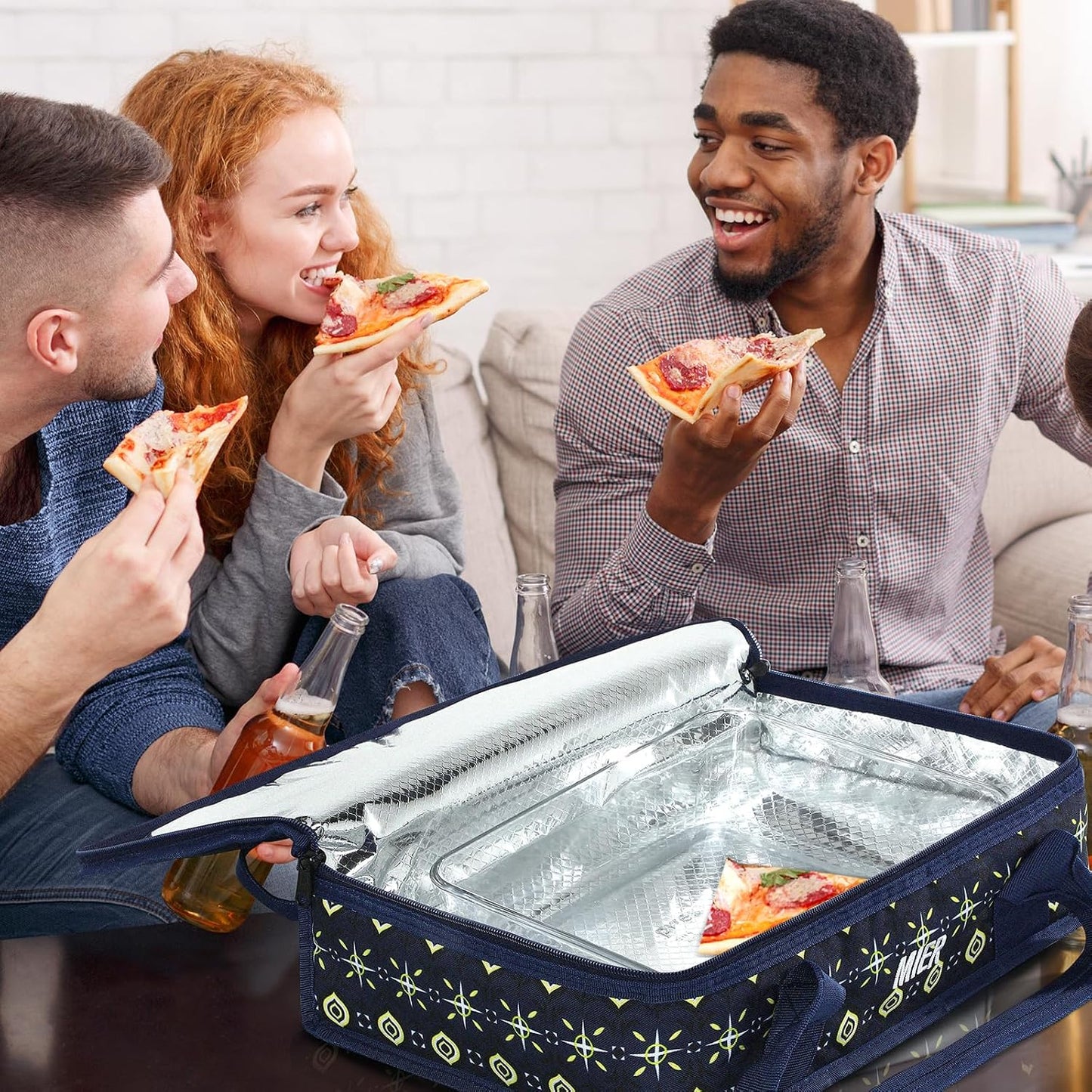 MIER Insulated Casserole Carrier for Hot or Cold Food Thermal Food Carrier Bag for Lasagna Potluck Parties Picnic Cookouts, Fits 9"x13" Baking Dish/Foil Pan, Red