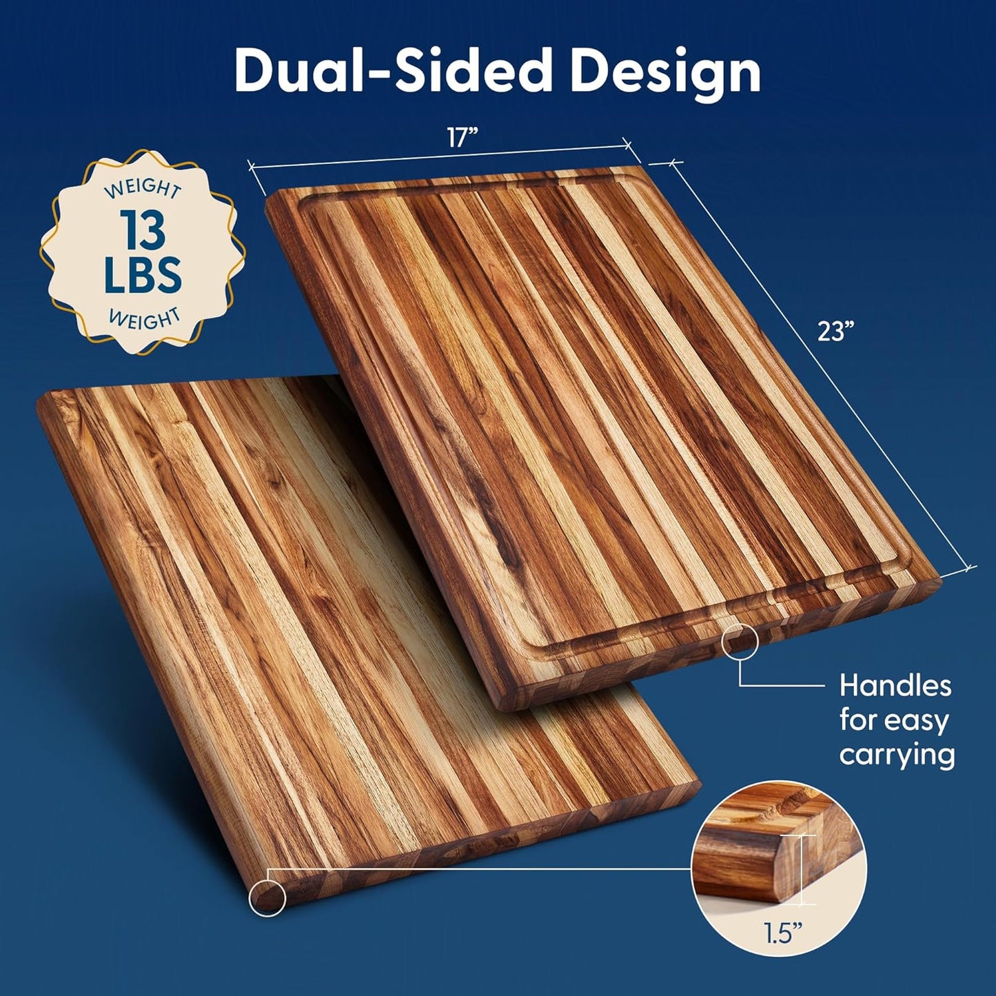 Sonder Los Angeles Doheny Wood Cutting Board Set | Acacia Edge Grain Cutting Board for Kitchen with Juice Groove | Perfect for Compact Daily Use | Gift Box Included | 14x10x1 in & 12x8x1 in