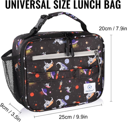 Genteen Lunch Box Kids, Insulated Lunch Bag Kids Boys Girls Back to School, Soft Lunch Box for Men Reusable Lunchbox for Office,Outdoor,School (Black)