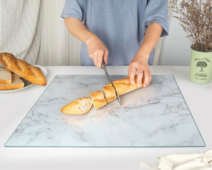 Kitchenville Glass Cutting Board 20”x16”: Tempered Glass Kitchen Counter Protector - Durable- Scratch-Resistant, Heat-Proof - Clear Design