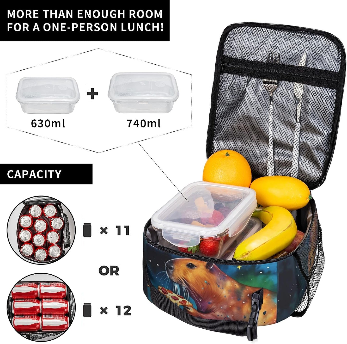 Dinosaur Volcano Insulated Lunch Bag for Women & Men, Reusable Leak-Proof Lunch Box with Cooler Compartment, Lunch Tote for Adults Work Travel Picnic Durable & Washable