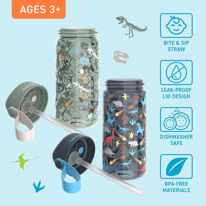 Bentgo Kids Water Bottle - Leak-Proof, Durable Tritan PFAS- & BPA-Free 15 fl oz, Kids/Toddlers Ages 3+ for School & Sports; Bite & Sip Spout, Carrying Handle, Dishwasher Safe (Unicorn)