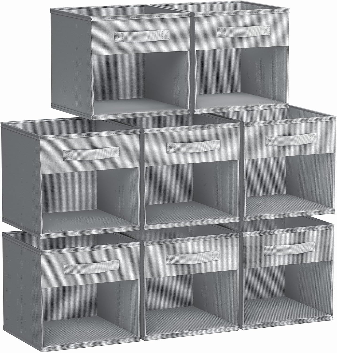 DIMJ Storage Cubes, 11x 11 inch Cube Storage Bin, 6 Pack Closet organizers and storage Bins with Window, Collapsible Baskets with Handle for Shelves, Clothes, Toys, Books (Grey)