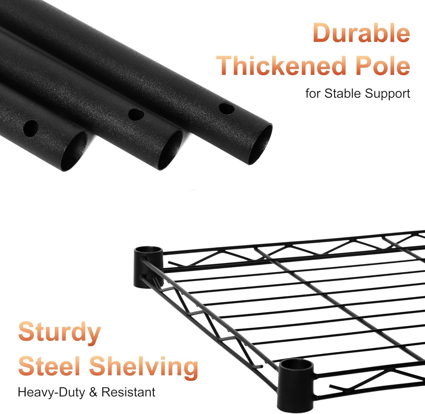 Whitmor 2-Wire Shelving Unit, Metal Storage Shelves, Stacking Shelf with Basket, Easy Assembly Home Organizer for Pantry, Kitchen, Garage, Plant