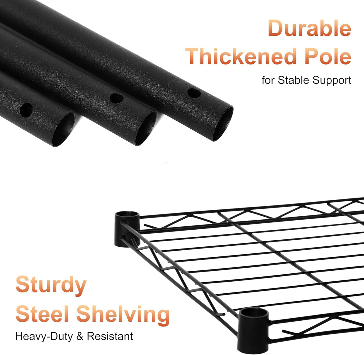 Whitmor 2-Wire Shelving Unit, Metal Storage Shelves, Stacking Shelf with Basket, Easy Assembly Home Organizer for Pantry, Kitchen, Garage, Plant