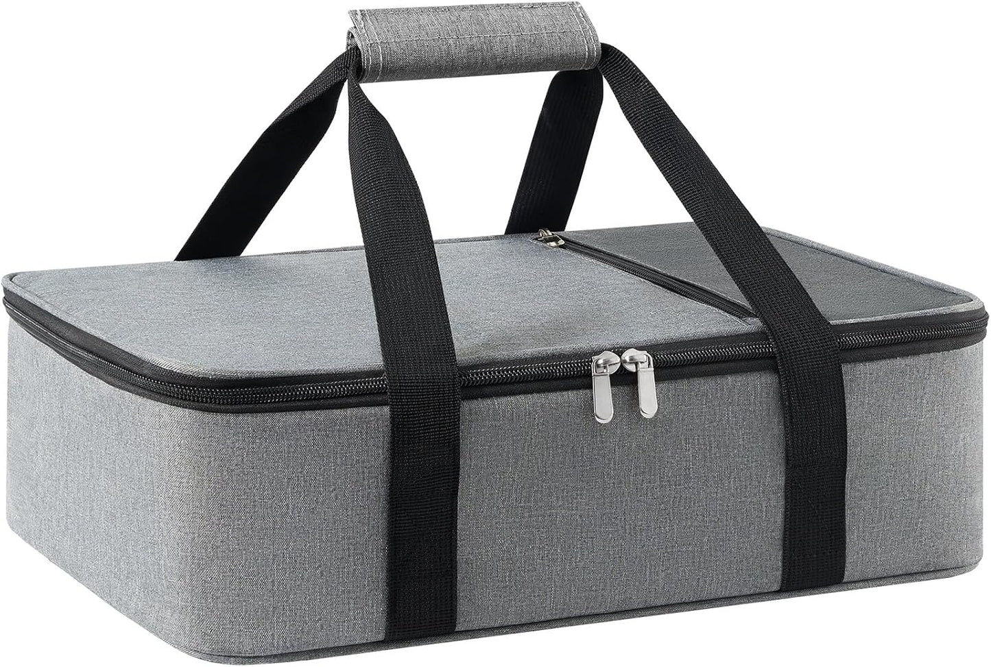Insulated Casserole Carrier for Hot or Cold Food,Pie Carrier Bag Lunch Tote for Potluck Parties/Picnic/Cookouts, Fits 9"x13" Baking Dish,Grey