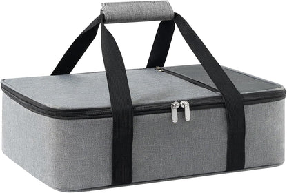 Insulated Casserole Carrier for Hot or Cold Food,Pie Carrier Bag Lunch Tote for Potluck Parties/Picnic/Cookouts, Fits 9"x13" Baking Dish,Grey