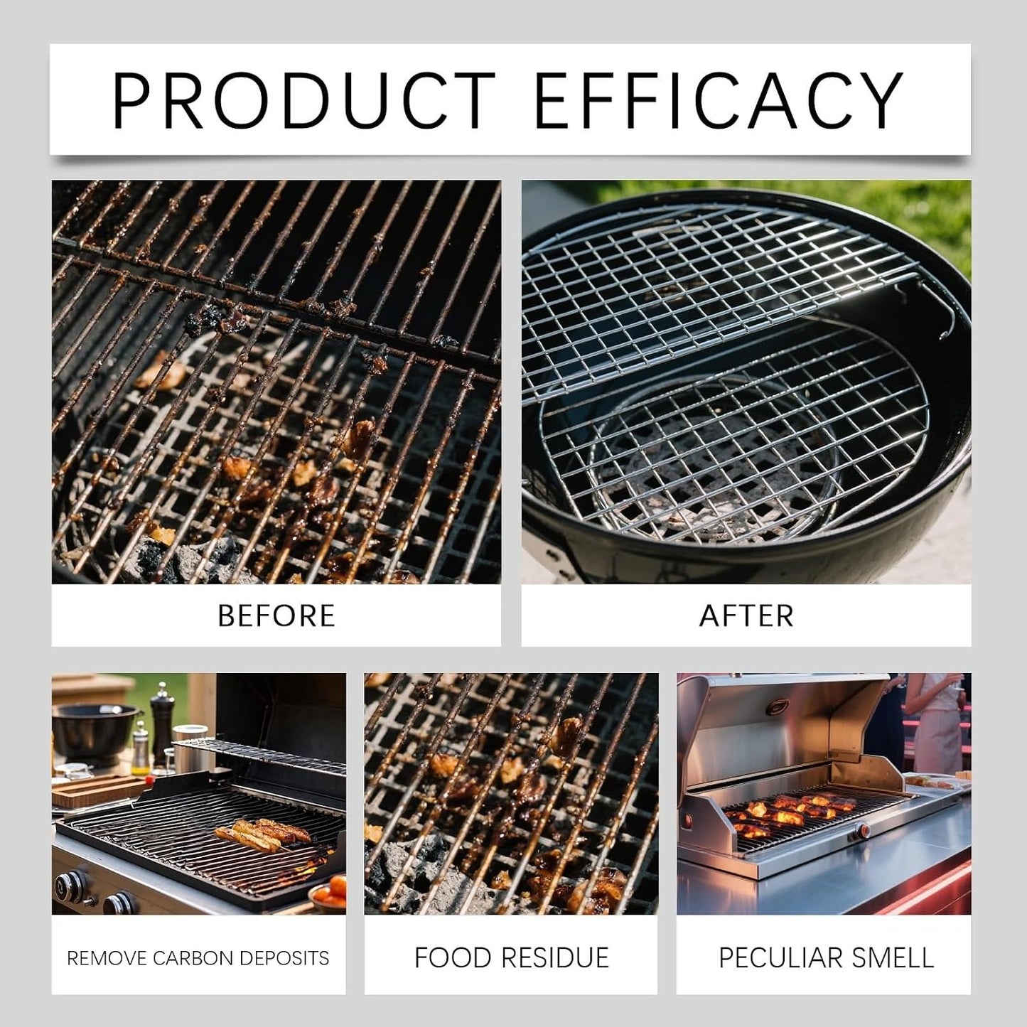 BBQ Grill Cleaner Spray, Heavy Duty Grill Degreaser for Grease, Burnt Food & Smoky Stains, Stainless Steel Cleaner for Outdoor Grill, Grates, Stove Top, Range Hood & Kitchen Surfaces, 120ml (2PCS)