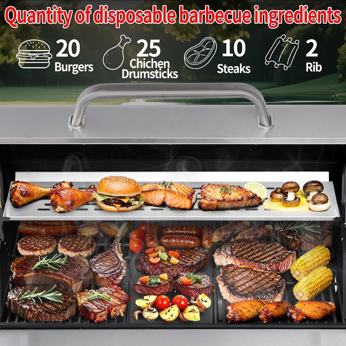 6-Burner BBQ Grill with Side Burner - 69,000 BTU Propane Gas Grill with Cast Iron Grate, Stainless Steel - 620 Sq. In. Cooking Area Cabinet Style Outdoor Grill for Barbecue & Backyard