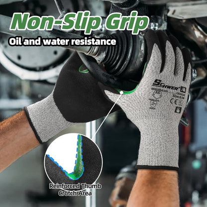 Schwer 2 Pairs A7 Cut Resistant Work Gloves, Touchscreen, CR3027, L