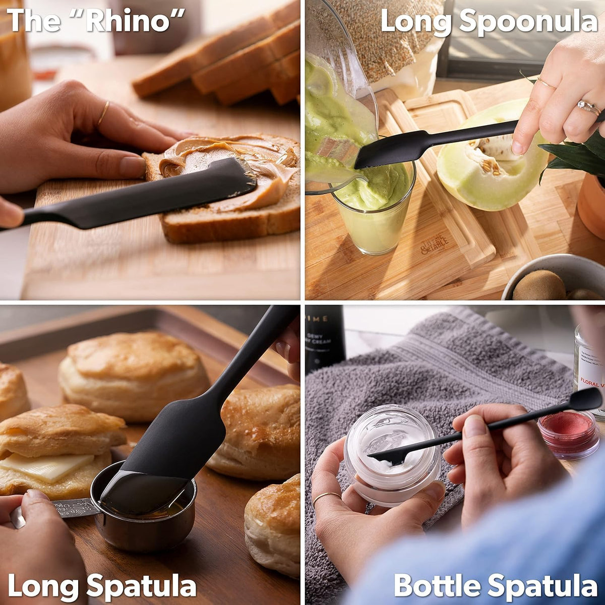 DI ORO Silicone Jar Spatula Set - 600F Heat Resistant, 5-Pc Red